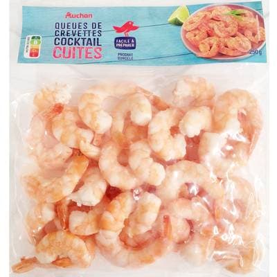 Auchan Queues de crevettes cocktail cuites, 250g