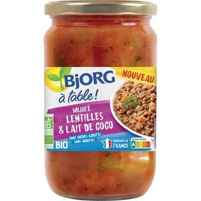Bjorg Mijoté Lentilles et Lait de Coco Bio en bocal, 630g