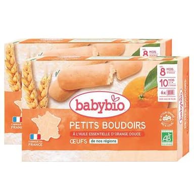 Babybio Petits Boudoirs à l'huile essentielle d'orange douce Bio Bébé Dès 8 mois, Lot de 2x120g