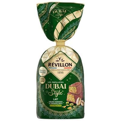 Révillon Papillotes Dubai style chocolat au lait et pistache, 300g