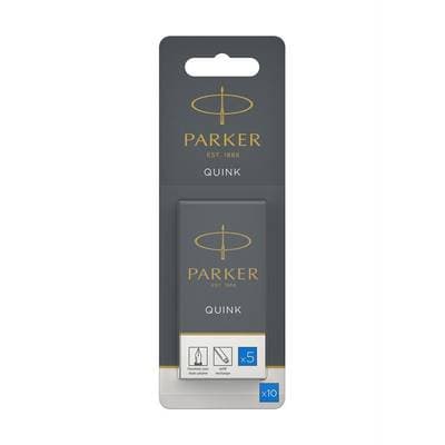 Parker Cartouches longues Quink d'encre bleue effaçable, 10  cartouches