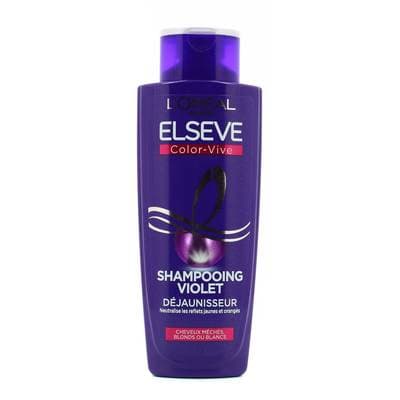 Elsève Shampooing déjaunisseur color vive pour cheveux méchés, blonds ou blancs, 200ml