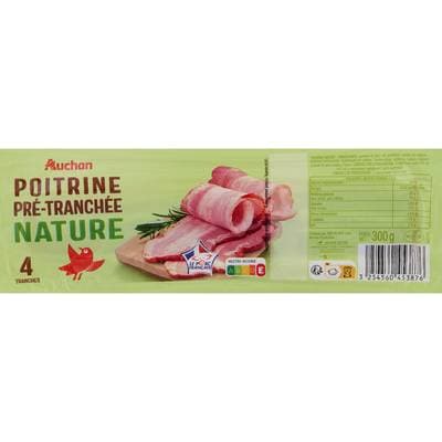 Auchan Poitrine Nature Prétranchée, 4 tranches - 300g