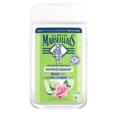 Le Petit Marseillais Gel douche extra doux rafraîchissant rose et concombre bio, 250ml