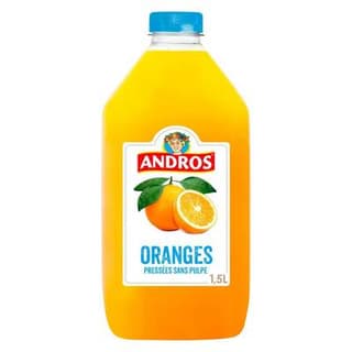 Andros Jus d'Oranges Pressées Sans Pulpe, 1,5L