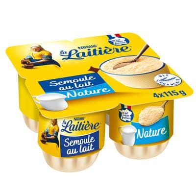 La laitière Semoule au lait nature, 4x115g