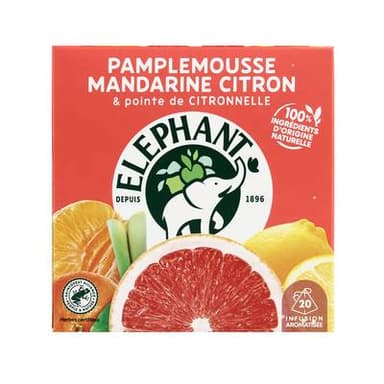 Elephant Infusion pamplemousse madarine citron & touche de citronnelle, 20 sachets