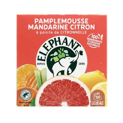 Elephant Infusion pamplemousse madarine citron & touche de citronnelle, 20 sachets