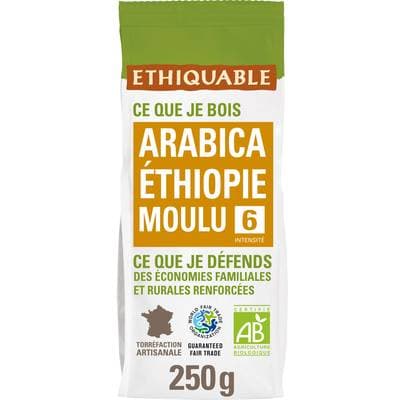 Ethiquable - Commerce Equitable Café Moulu Arabica Bio d'Ethiopie, 250g