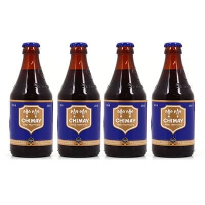 Chimay bleue Bière Trappiste ambrée 9°, Lot de 4x33cl