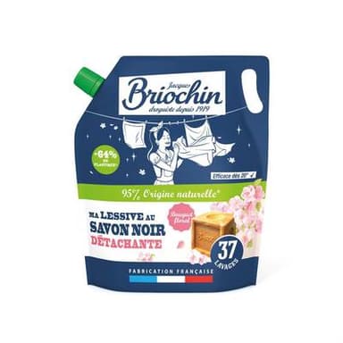 Briochin Lessive au Savon Noir Détachante, Recharge, 1,7L