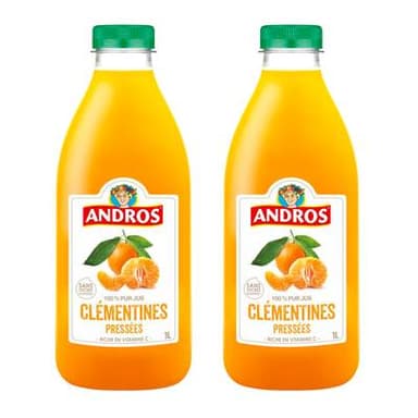 Andros Jus de Clémentines pressées, Lot de 2x1L