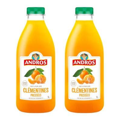 Andros Jus de Clémentines pressées, Lot de 2x1L
