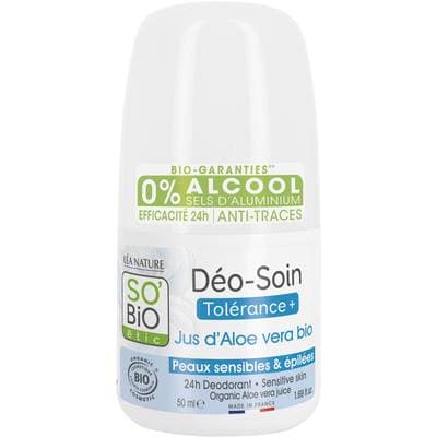 SO'BIO ETIC Déo-soin rechargeable, tolérance +, jus d'Aloe Vera bio, 50ml