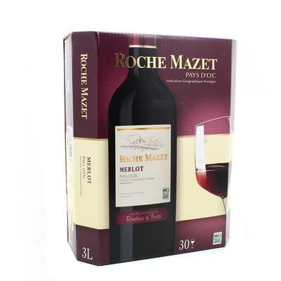 Vin de pays d'Oc rouge IGP La Roche Mazet Merlot, Bag in box 3L