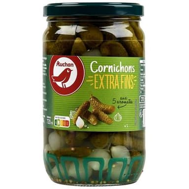 Auchan Cornichons extra fins aux 5 aromates en bocal, 360g