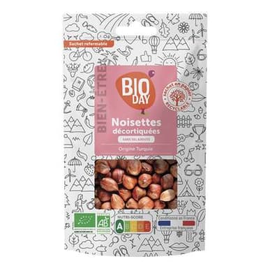 Bioday Noisettes Décortiquées Bio, Sachet de 125g