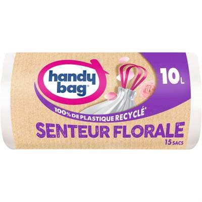 Handy Bag Sac poubelle pour salle de bain 10L avec senteur florale, 15 sacs poubelles