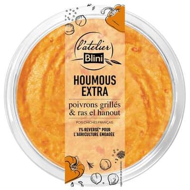Atelier Blini Houmous Extra Poivrons grillés & Ras El Hanout, 175g
