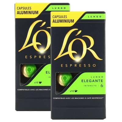 L'or Espresso Café Lungo elegante intensité 6, 2x10 capsules