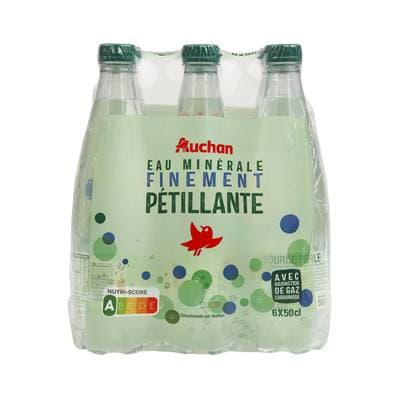 Auchan Eau minérale naturelle gazeuse, 6x50cl