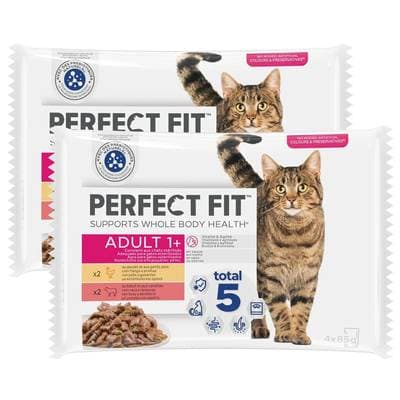 Perfect Fit Sachets en sauce Poulet et Boeuf pour chat adulte stérilisé, Lot de 2x4x85g