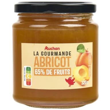 Auchan La Gourmande confiture à l'abricot 65% de fruits, 320g