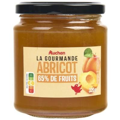 Auchan La Gourmande confiture à l'abricot 65% de fruits, 320g