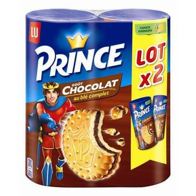 Prince Biscuits fourrés au chocolat et au blé complet, 2x300g