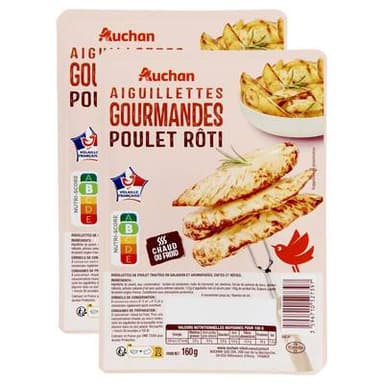 Auchan Aiguillettes Gourmandes de Poulet Rôti, Lot de 2x160g