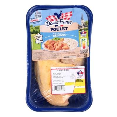 Douce France Cuisse de Poulet Jaune, 2 pièces - 500g