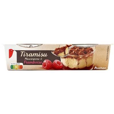 Auchan Tiramisu mascapone et framboise, 2x100g