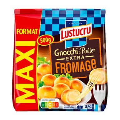 Lustucru Gnocchi à Poêler Extra Fromage, 500g