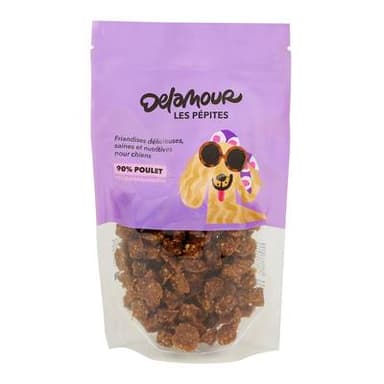 Delamour Friandise Pépites Poulet Myrtilles en sachet - Récompense pour chien, 150g