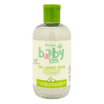 Auchan Baby Bio Gel lavant doux à l'aloé vera bio pour bébé, 250ml
