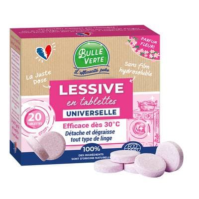 Bulle Verte Lessive tablette 20 lavages Ecodétergent, 20 Pastilles