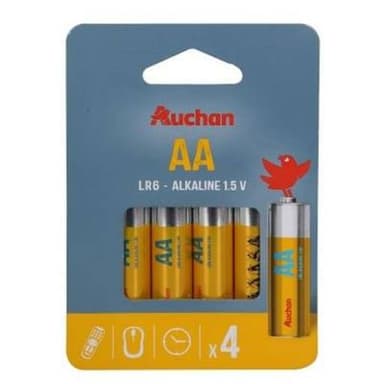 Auchan 4 piles LR06 / AA alcaline, 4  piles
