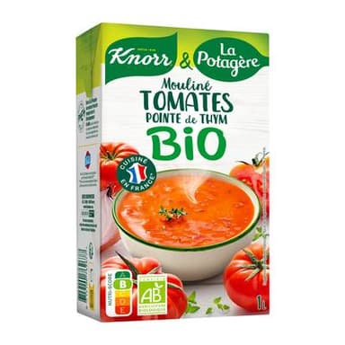 Knorr & La Potagère Soupe Mouliné de tomates oignons et pointe de thym bio, 1L