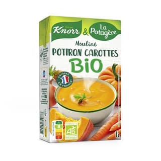 Knorr & La Potagère Mouliné de Potiron Carottes Bio Soupe liquide en brique familiale, 1L