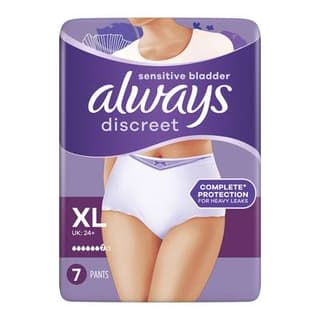 Always Discreet Culotte Fuites Urinaires Plus Taille XL, 7 culottes