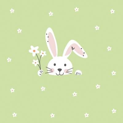 Paperproducts Design Servietet en papier Lapin Vert, 20 serviettes de 33 x 33 cm