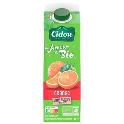 Cidou Nectar orange sans sucres ajoutés bio, 1L