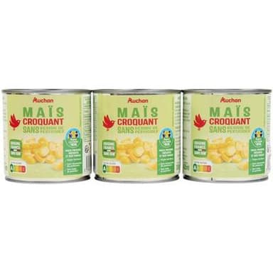 Auchan Maïs croquant sans résidu de pesticides, 3x285g