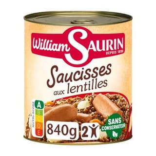 William Saurin Saucisses aux Lentilles, 840g