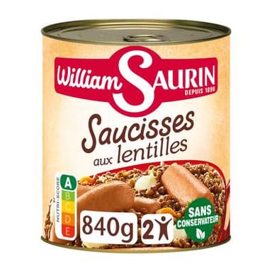 William Saurin Saucisses aux Lentilles, 840g