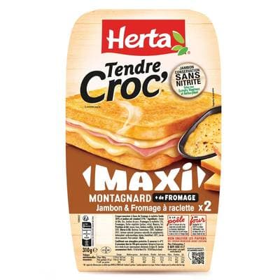 Herta Croque-Monsieur Montagnard Jambon et Fromage à Raclette, 2x155g