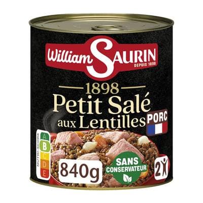 William Saurin 1898 Petit Salé lentilles en conserve pour 2, 840g