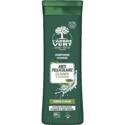 L'Arbre Vert Bien-Etre Shampooing homme antipelliculaire olivier et saponine, 250ml