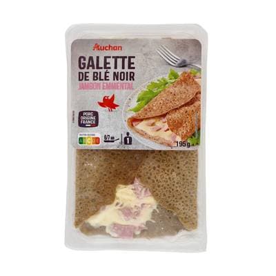 Auchan Galette de Blé Noir Jambon Emmental, 195g