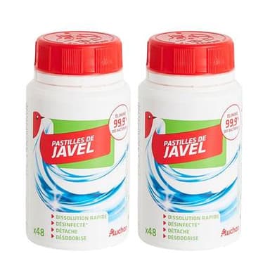 Auchan Pastilles de javel, Lot de 2x48 pastilles